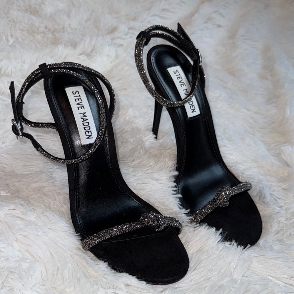 Steve Madden Black Stiletto Heels with Ankle Strap